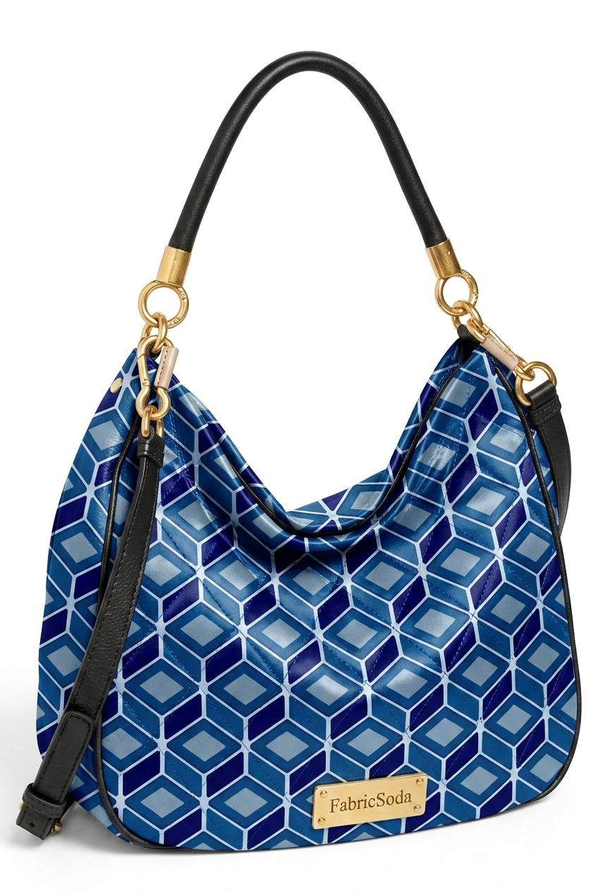 FS114 Blue Cube Geometric Fabric