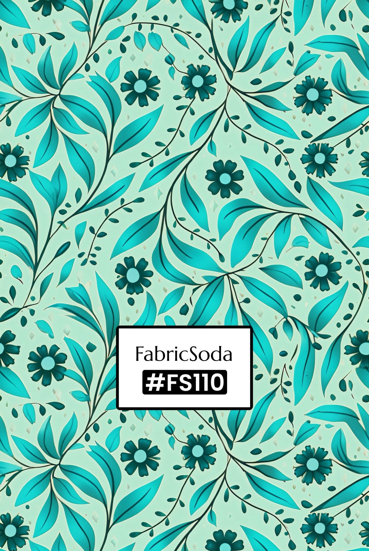 FS110 Teal Floral Printed Fabric