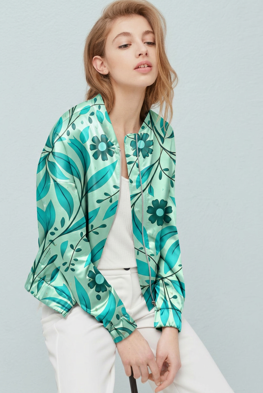 FS110 Teal Floral Printed Fabric