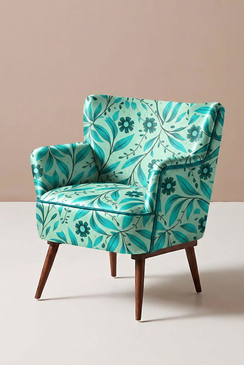 FS110 Teal Floral Printed Fabric