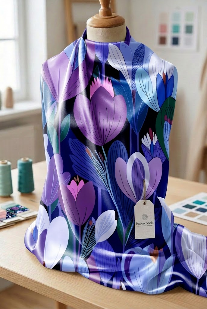 FS063 Purple Floral Printed Fabric
