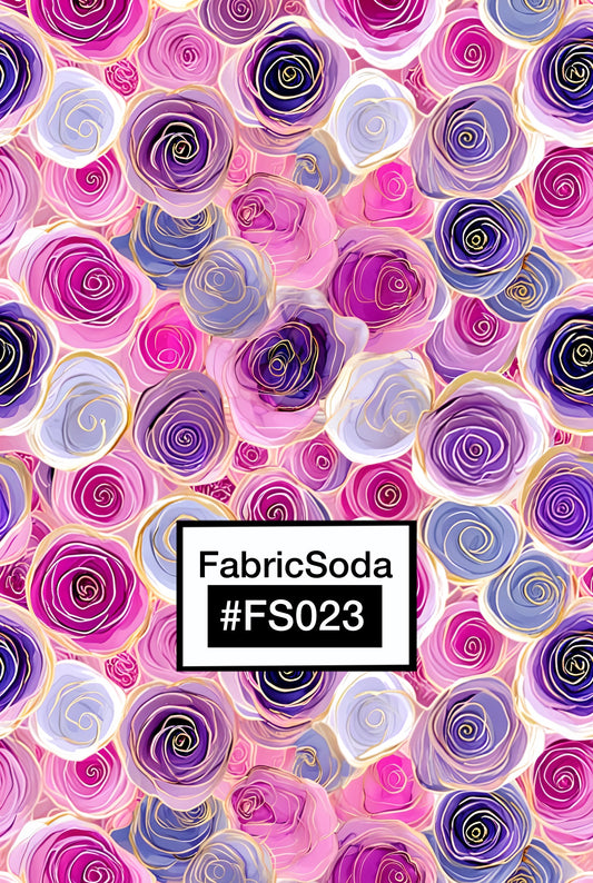 FS023 Pink Purple Flower Printed Fabric