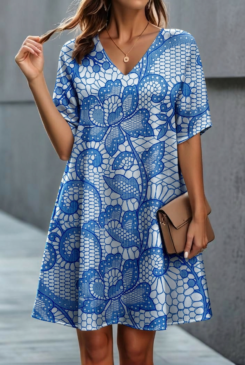 FS109 Blue Floral Lace Seamless Pattern