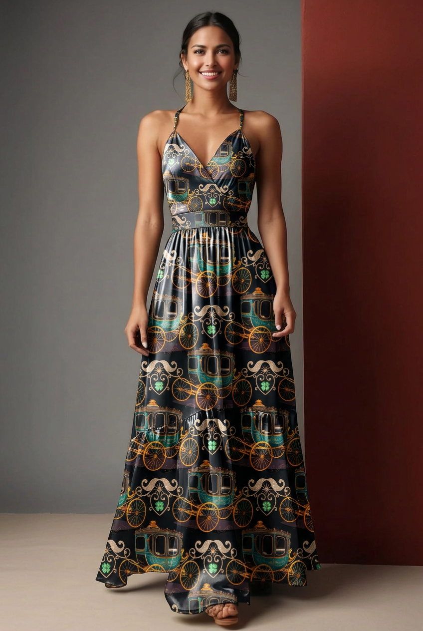 FS022 Brown Carriage Seamless Pattern
