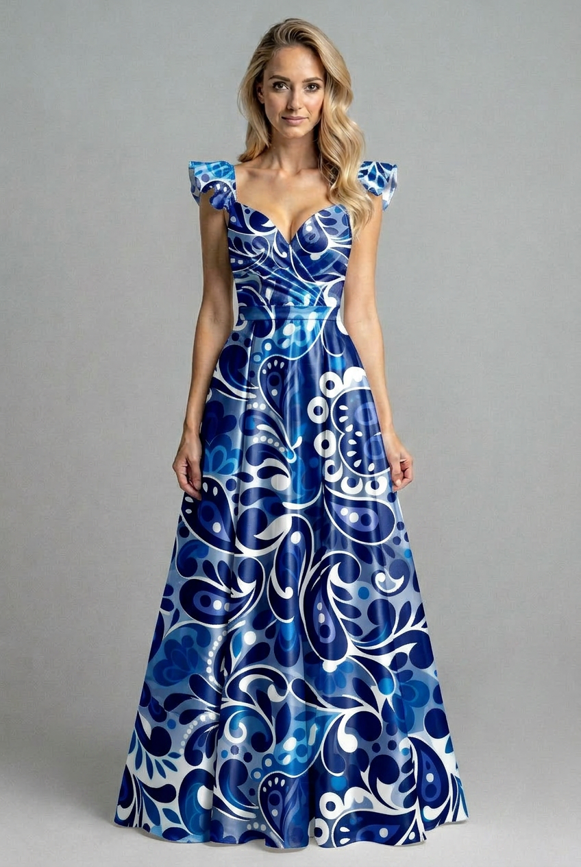 FS010 Blue Paisley Seamless Pattern