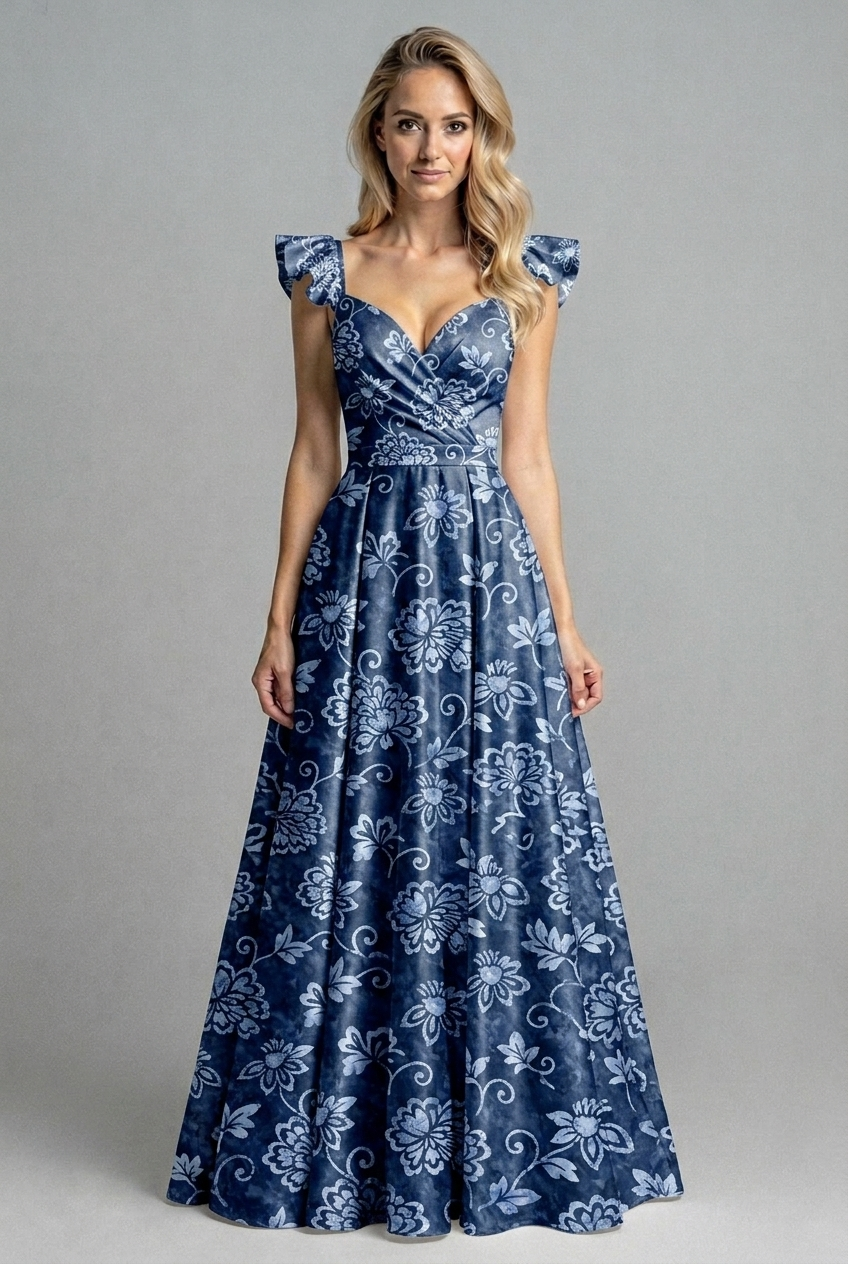 FS110 Indigo Blue Floral Seamless Pattern