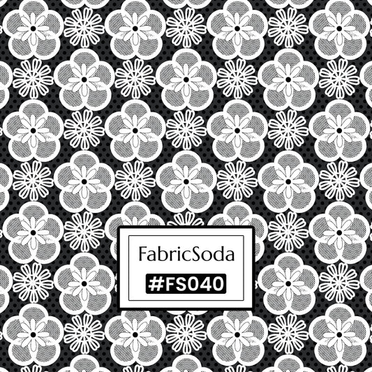 FS040 White Floral Lace Cotton Printed Fabric