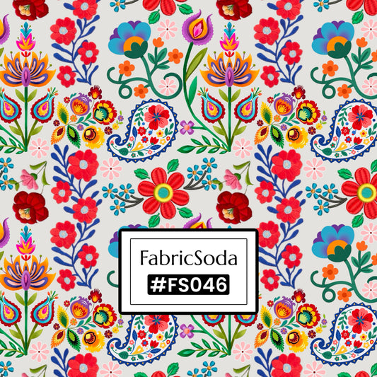 FS046 Exotic Folk Floral Cotton Printed Fabric