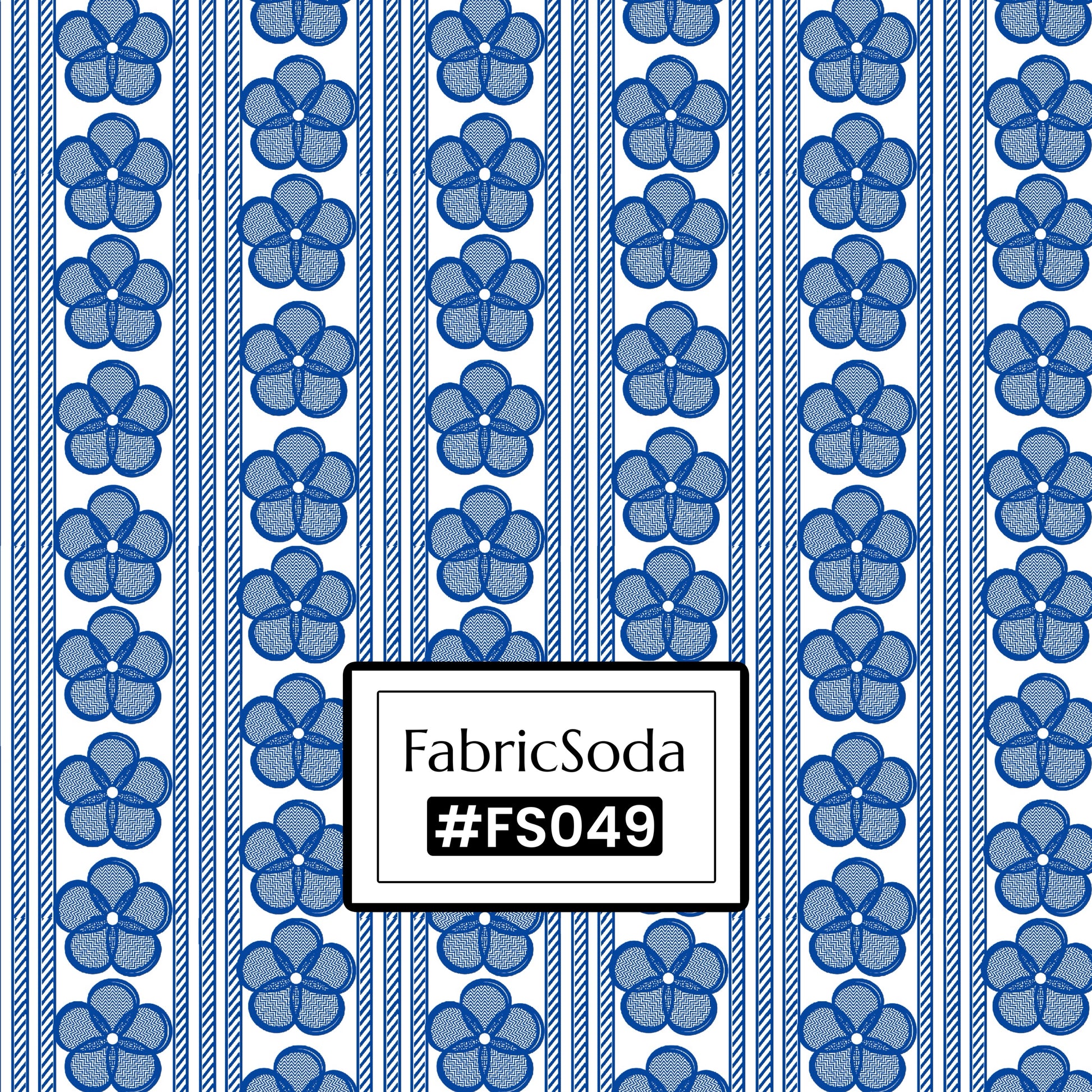 FS049 Blue Floral Stripe Cotton Printed Fabric