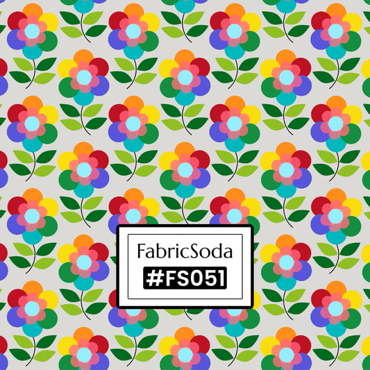 FS051 Rainbow Flower Cotton Printed Fabric