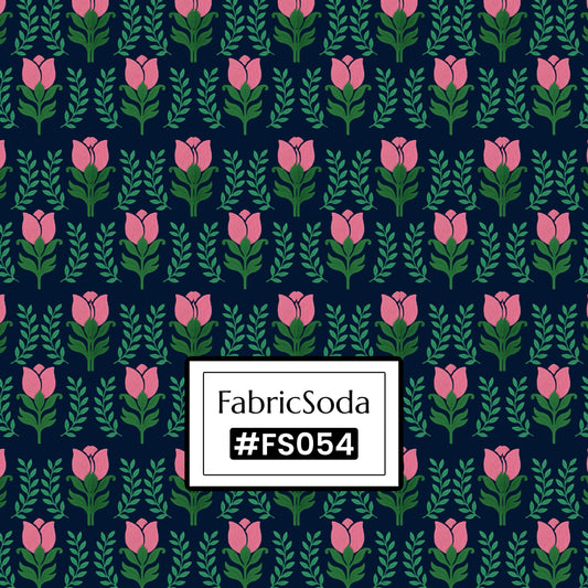 FS054 Green Floral Cotton Printed Fabric