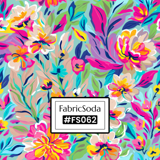 FS062 Vibrant Floral Cotton Printed Fabric