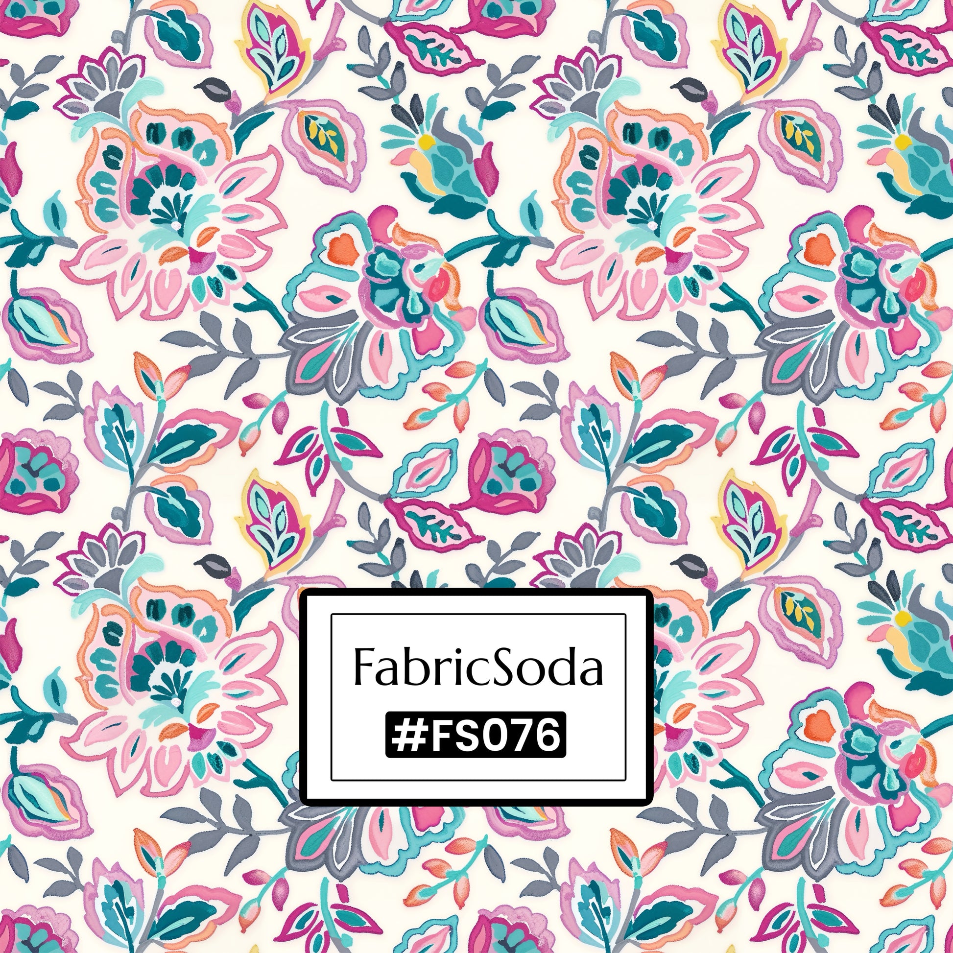 FS076 Pink Floral Cotton Printed Fabric