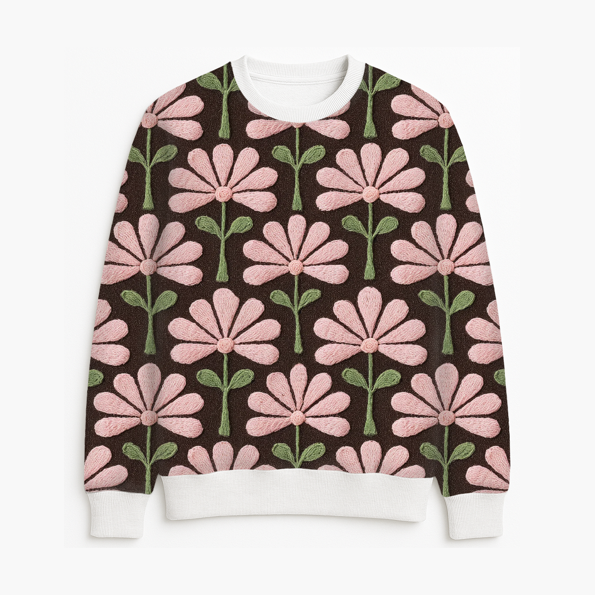 FS080 Pink Flower Embroidery Effect Seamless Pattern JPG