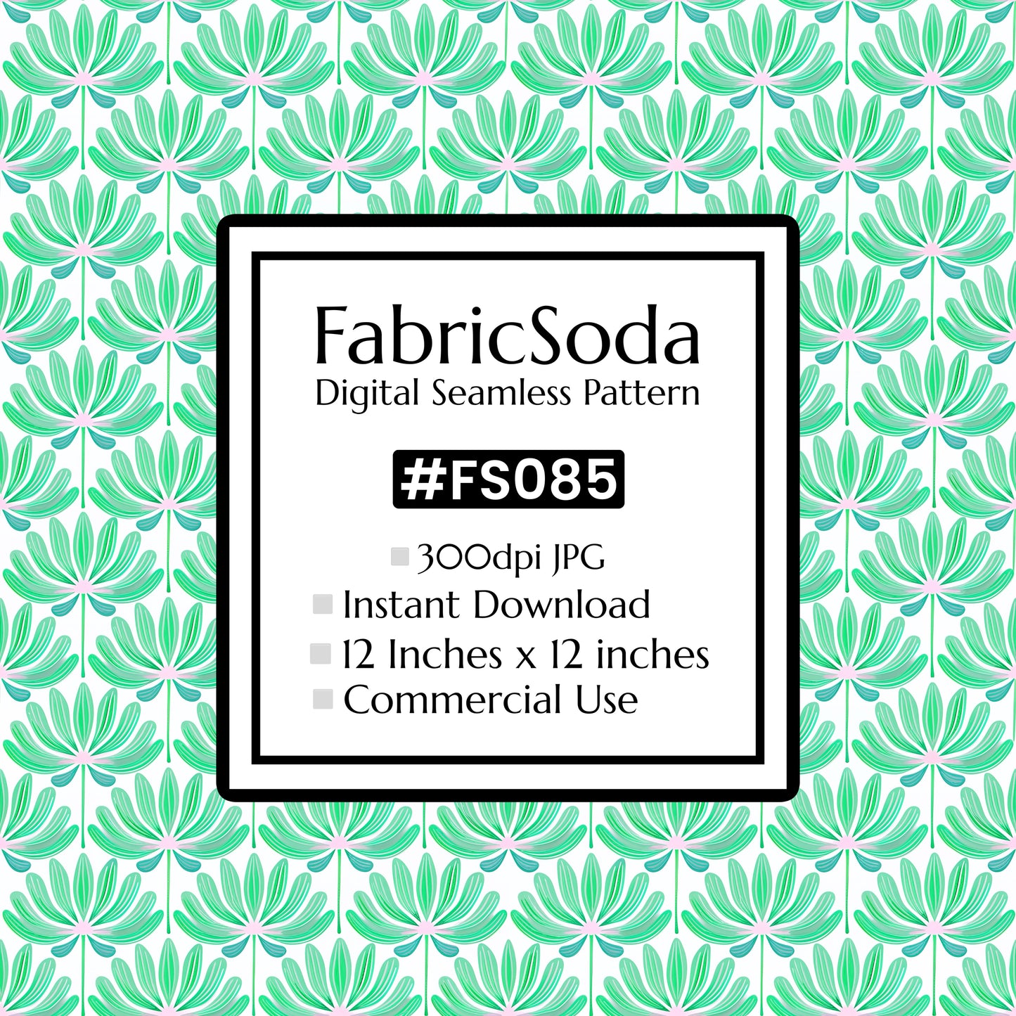 FS085 Light Green Floral Seamless Pattern JPG