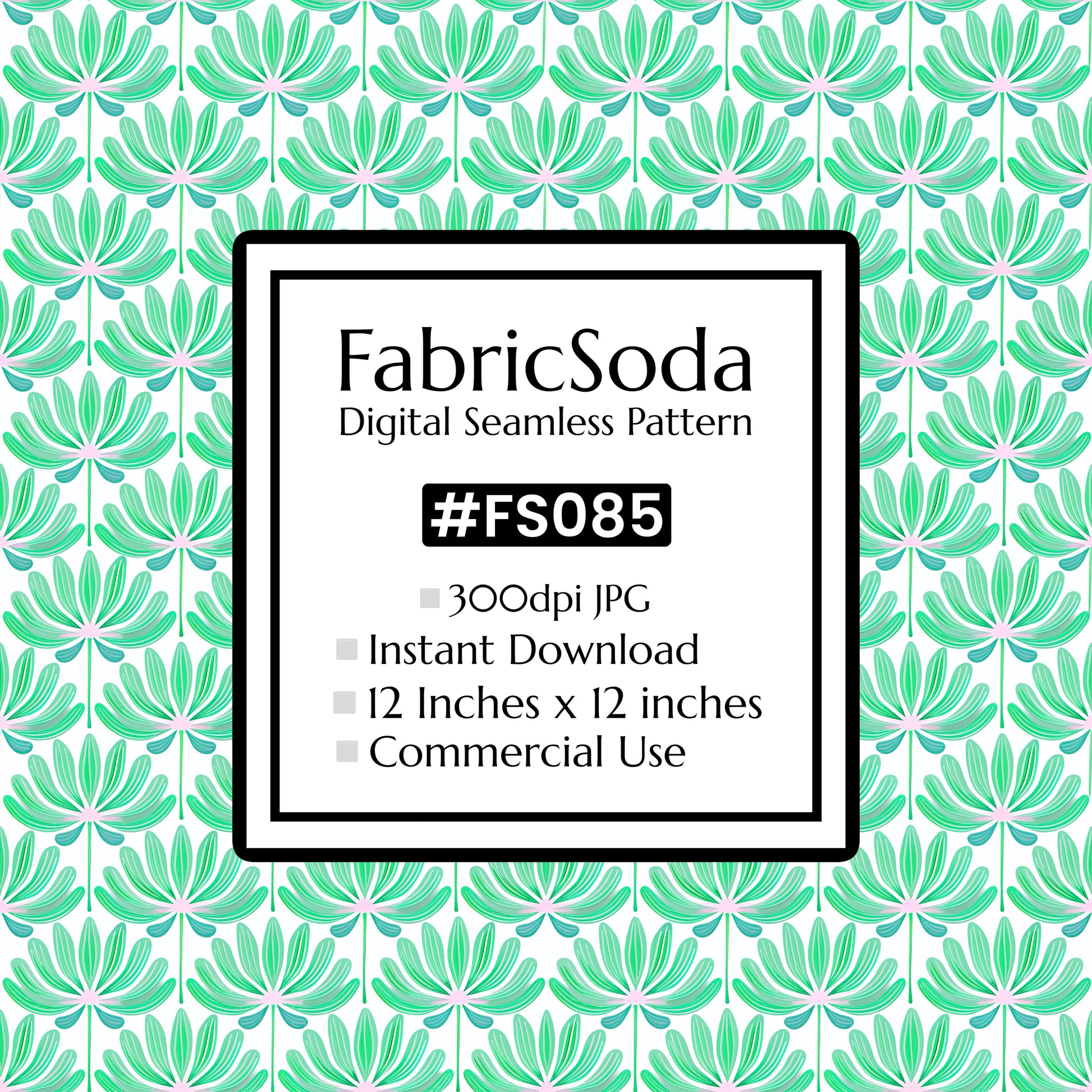 FS085 Light Green Floral Seamless Pattern JPG
