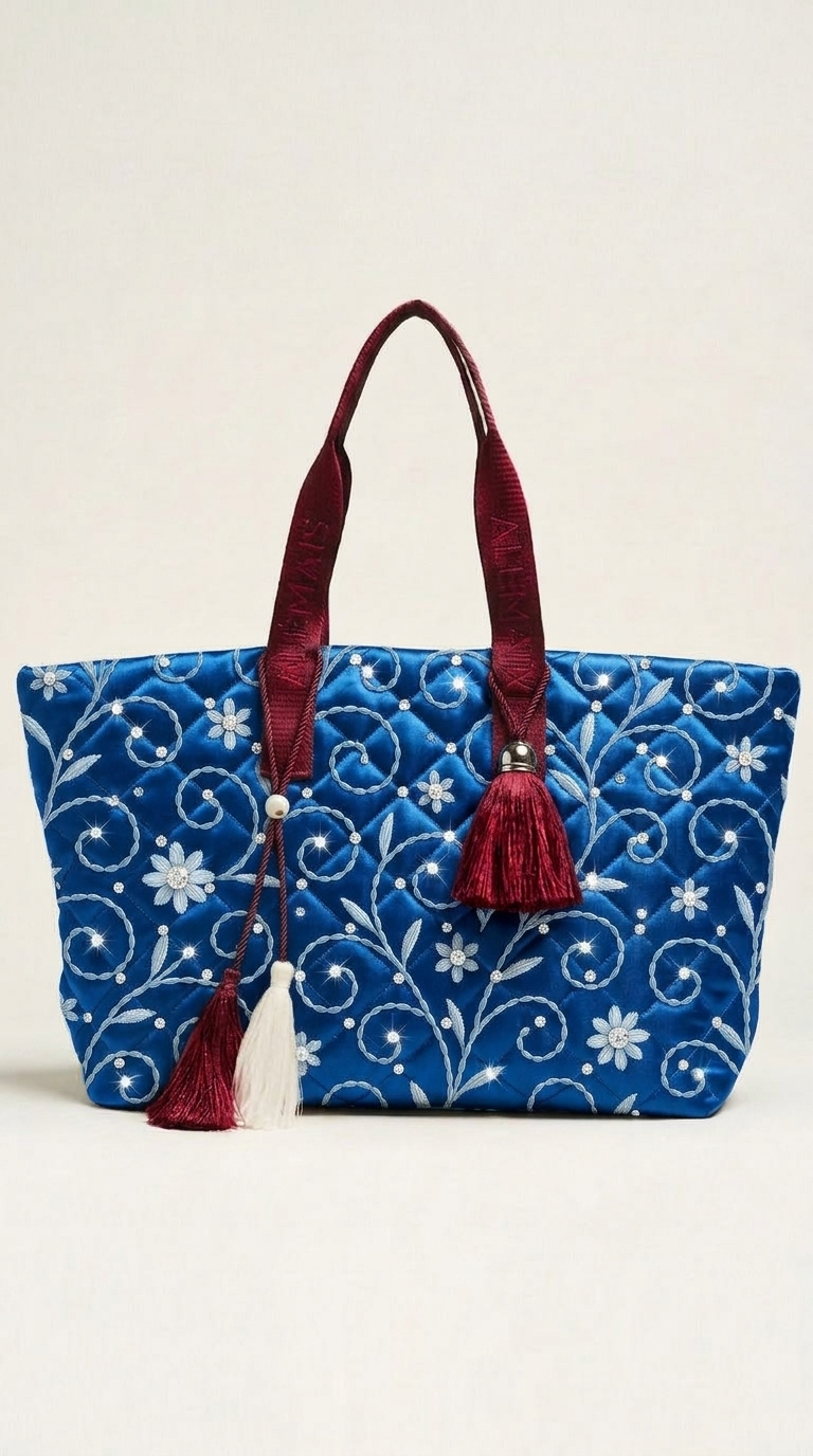 FS069 White Floral on Blue Seamless Pattern JPG